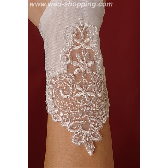 Hochzeitshandschuhe ohne Finger, mit  Muster auf Chiffon