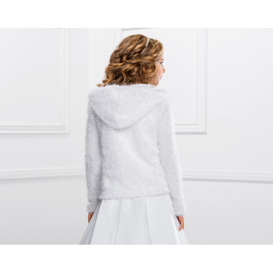 Kommuion Jacke mit Kapuze Fellimitat