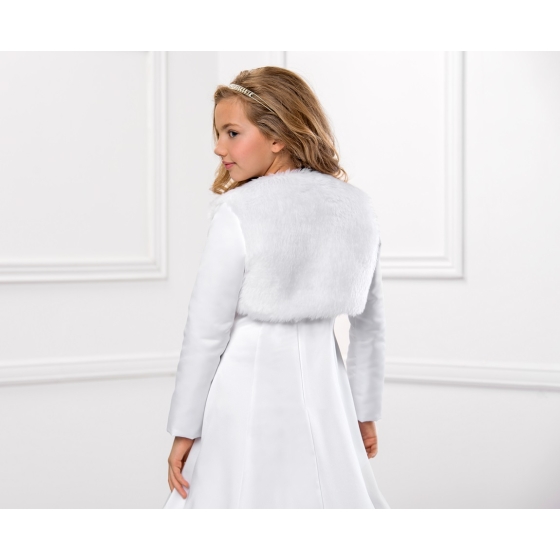 Mädchen Bolero Jäckchen aus Kunstfell und Satin