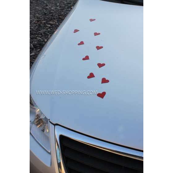Hochzeitsauto Magnetfolie Herzen Rot Weiß