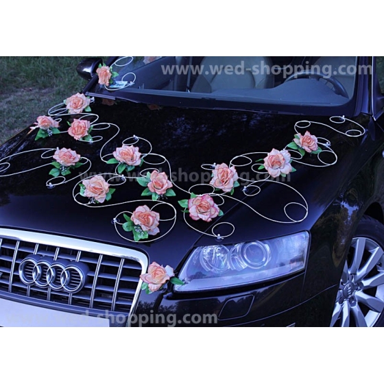 Brautauto Schmuck Salmon Blumen