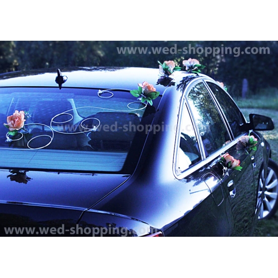 Brautauto Schmuck Salmon Blumen