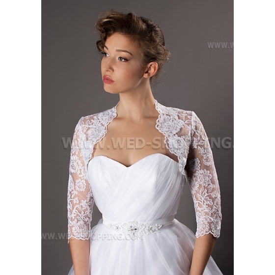 Spitzen Wrap bolero Jacke Zwei-Drittel Ärmeln Stickerei Spitze