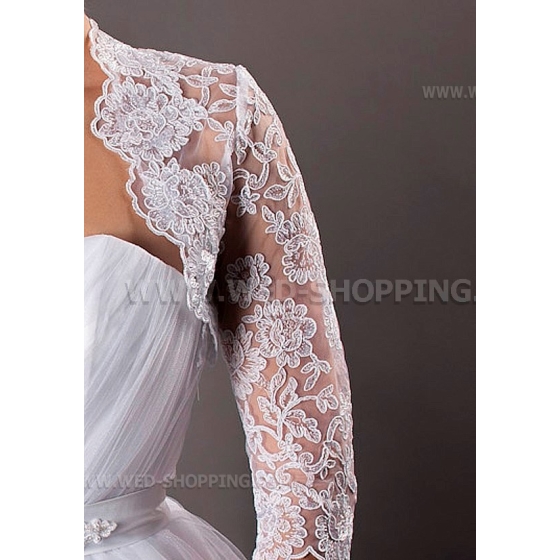 Spitzen Wrap bolero Jacke Zwei-Drittel Ärmeln Stickerei Spitze