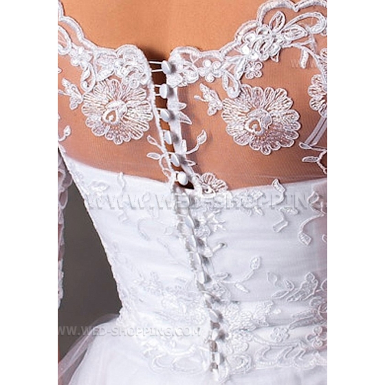 Weg-Schulter Spitze Brautbolero Hälfte lange Ärmel Spitze Elfenbein zurück Befestigungs - knöpfe