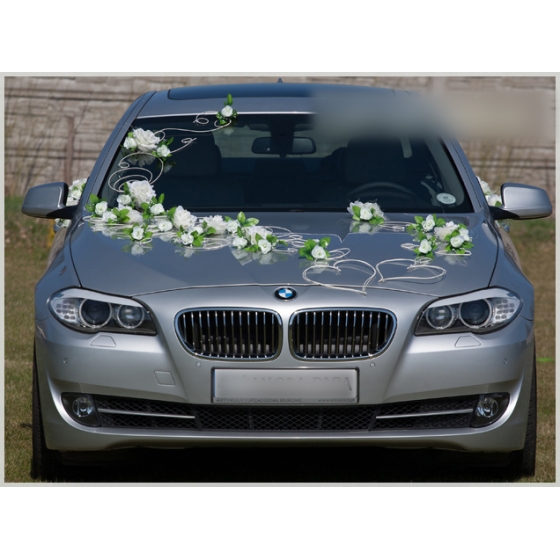 Kit Autoschmuck für Hochzeit Weißen Rosen