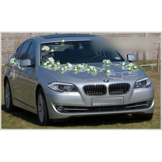 Autoschmuck Hochzeit mit Rattan Herzen