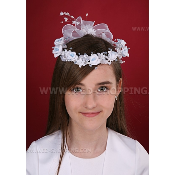 Weiß und Blau Kopfschmuck Haarschmuck Kommunion Kranz
